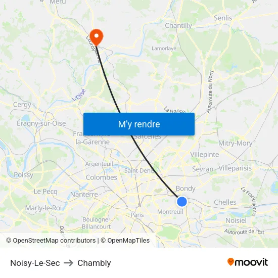 Noisy-Le-Sec to Chambly map