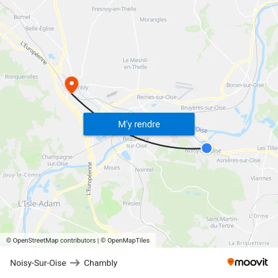Noisy-Sur-Oise to Chambly map