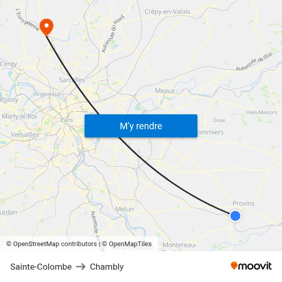 Sainte-Colombe to Chambly map