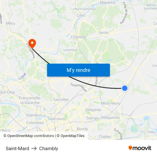 Saint-Mard to Chambly map