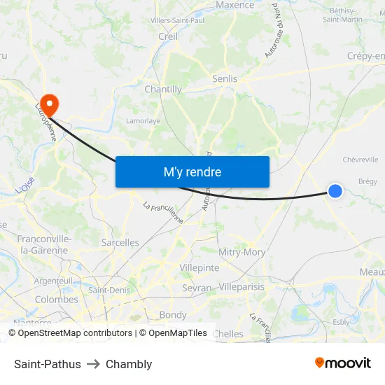 Saint-Pathus to Chambly map