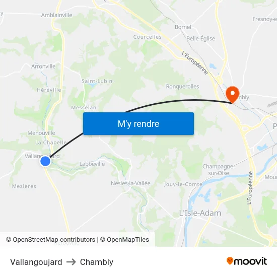 Vallangoujard to Chambly map