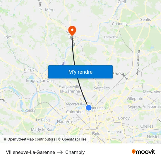 Villeneuve-La-Garenne to Chambly map