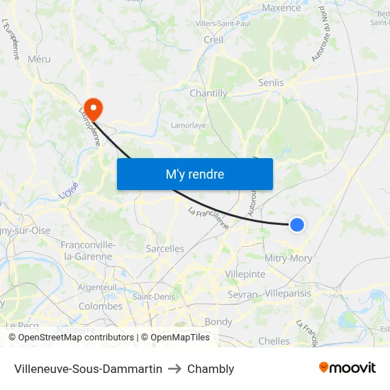 Villeneuve-Sous-Dammartin to Chambly map