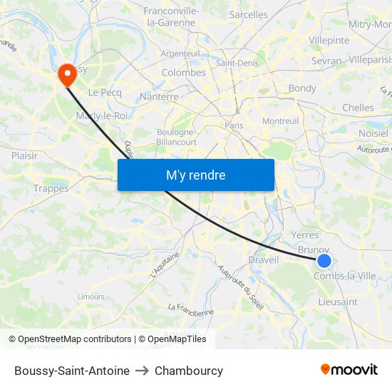 Boussy-Saint-Antoine to Chambourcy map