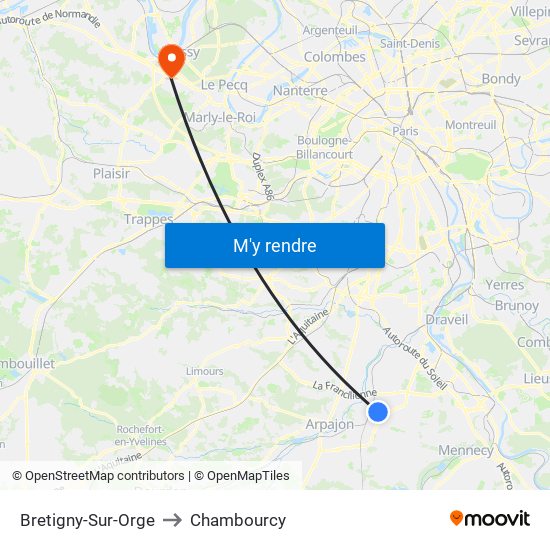 Bretigny-Sur-Orge to Chambourcy map