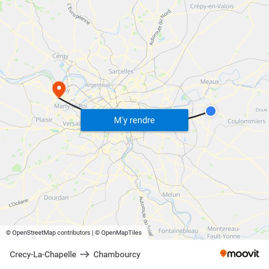 Crecy-La-Chapelle to Chambourcy map