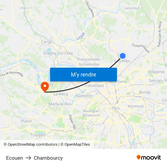 Ecouen to Chambourcy map