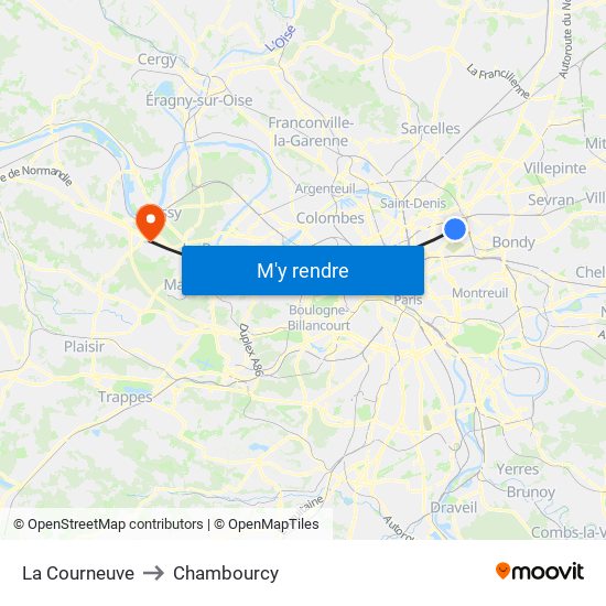 La Courneuve to Chambourcy map