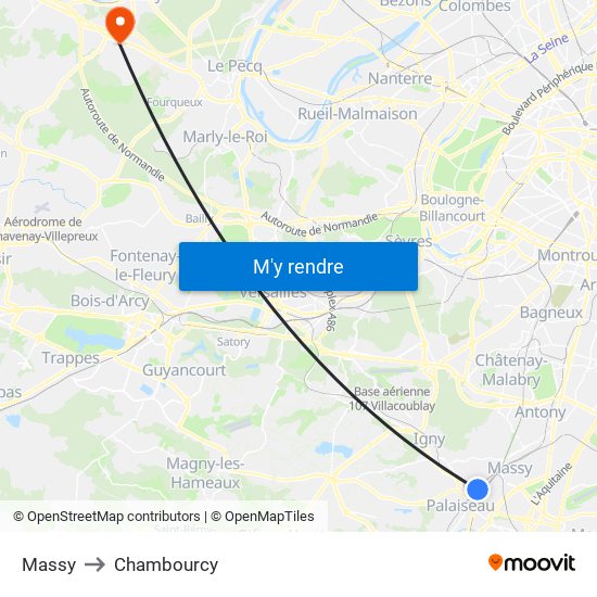 Massy to Chambourcy map