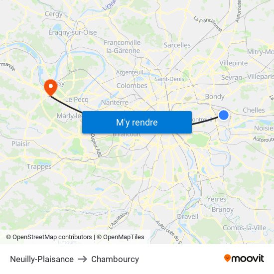 Neuilly-Plaisance to Chambourcy map