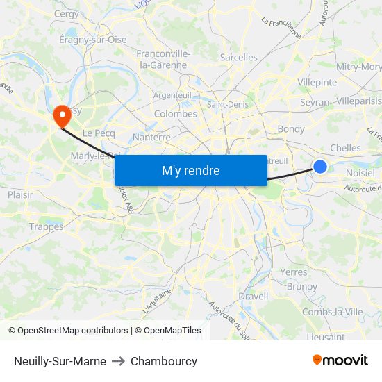 Neuilly-Sur-Marne to Chambourcy map