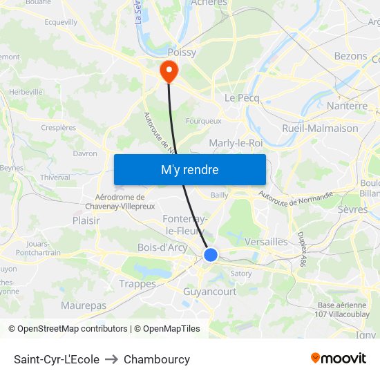 Saint-Cyr-L'Ecole to Chambourcy map
