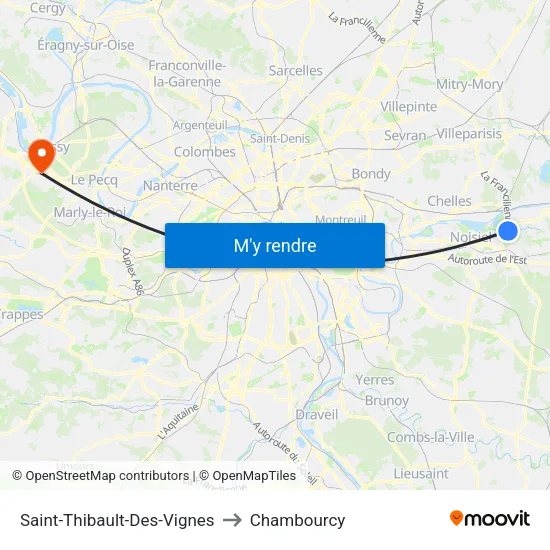 Saint-Thibault-Des-Vignes to Chambourcy map