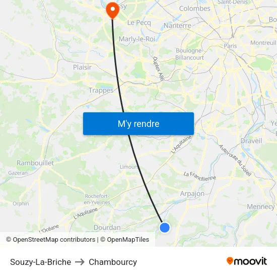 Souzy-La-Briche to Chambourcy map
