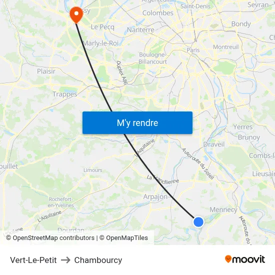 Vert-Le-Petit to Chambourcy map