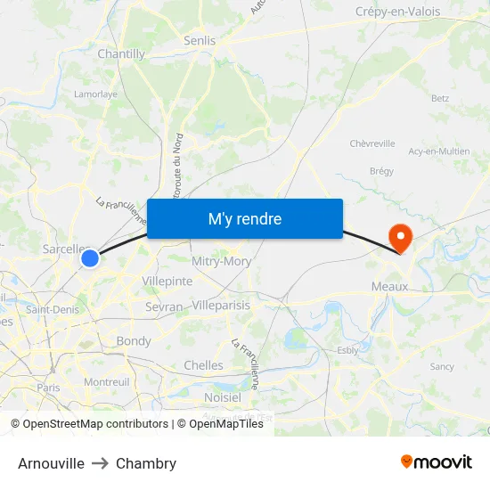 Arnouville to Chambry map