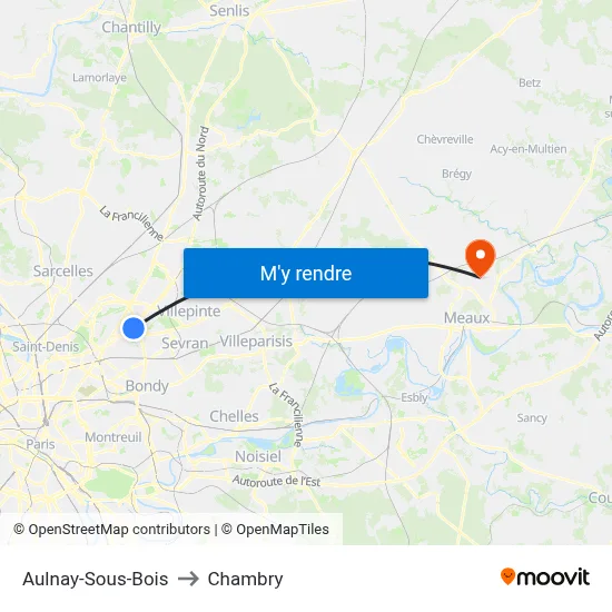 Aulnay-Sous-Bois to Chambry map