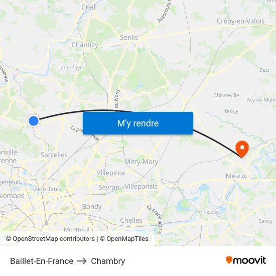 Baillet-En-France to Chambry map