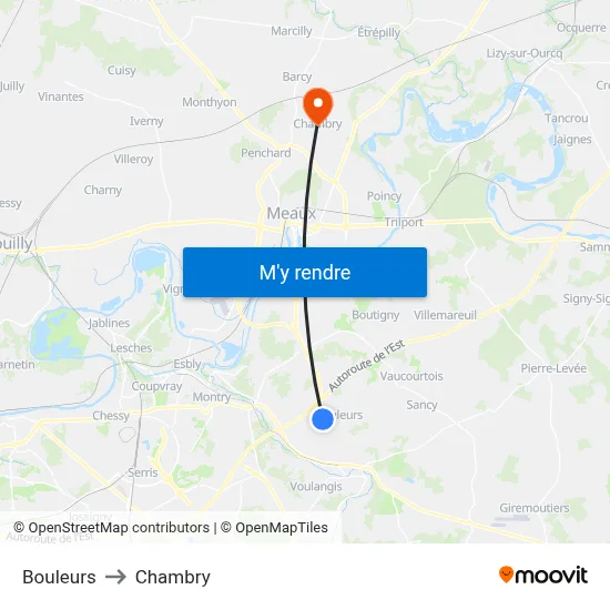Bouleurs to Chambry map