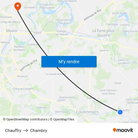 Chauffry to Chambry map
