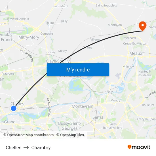 Chelles to Chambry map