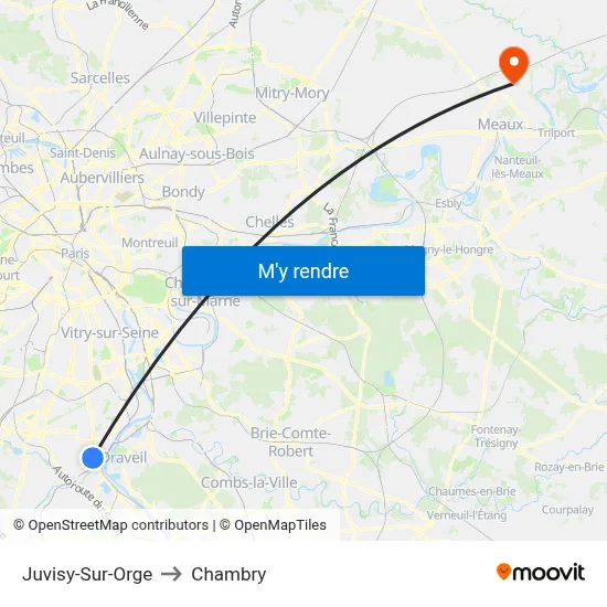 Juvisy-Sur-Orge to Chambry map