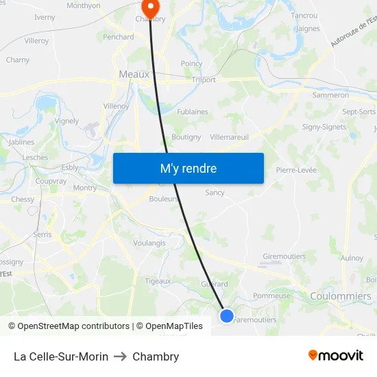 La Celle-Sur-Morin to Chambry map