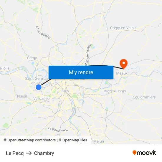 Le Pecq to Chambry map