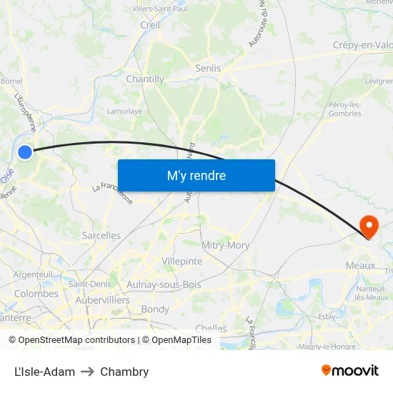 L'Isle-Adam to Chambry map