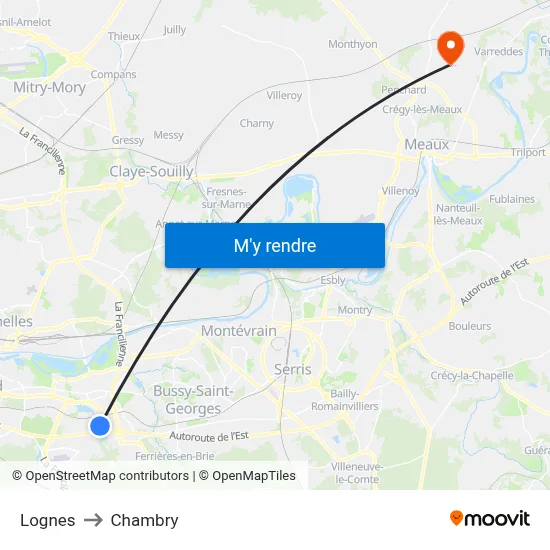 Lognes to Chambry map