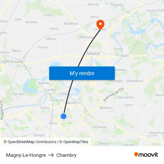 Magny-Le-Hongre to Chambry map