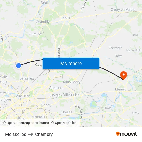 Moisselles to Chambry map