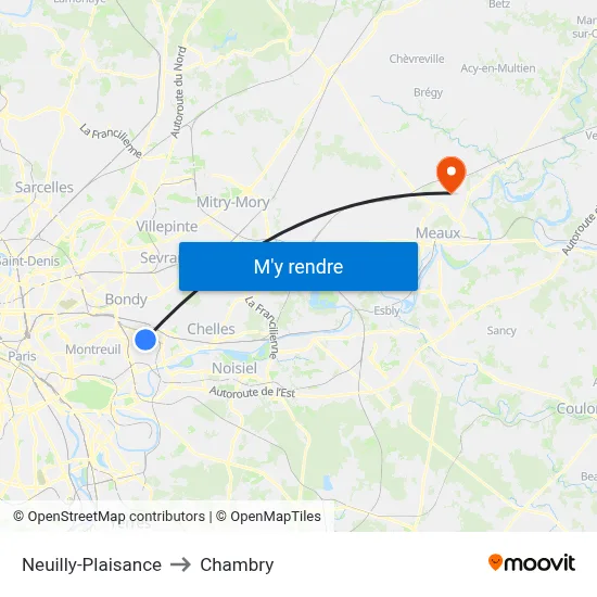 Neuilly-Plaisance to Chambry map