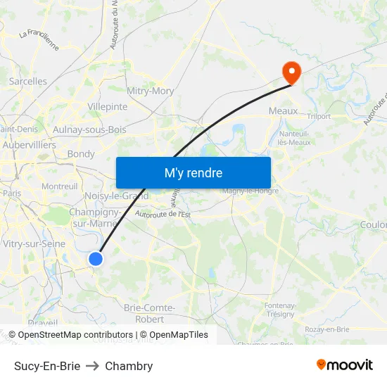 Sucy-En-Brie to Chambry map