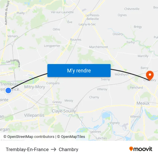 Tremblay-En-France to Chambry map