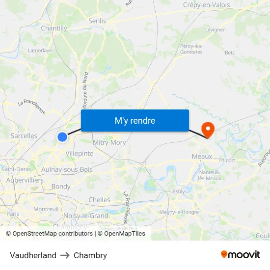 Vaudherland to Chambry map