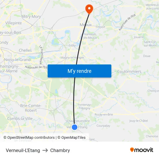 Verneuil-L'Etang to Chambry map