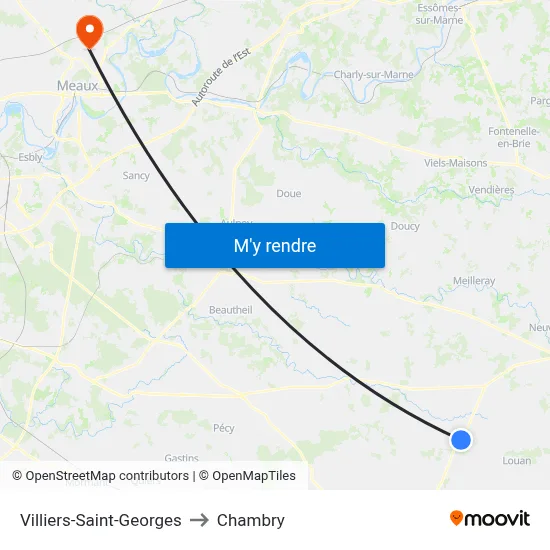 Villiers-Saint-Georges to Chambry map