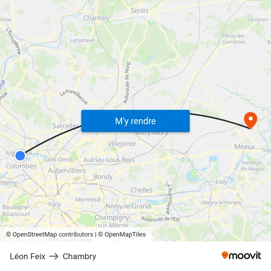 Léon Feix to Chambry map