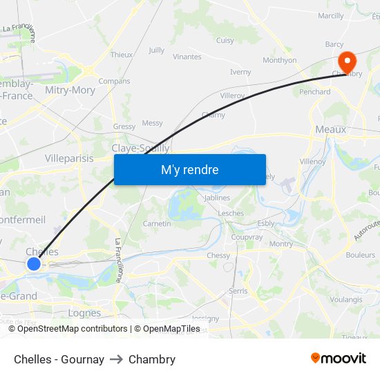 Chelles - Gournay to Chambry map