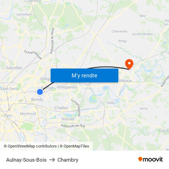 Aulnay-Sous-Bois to Chambry map