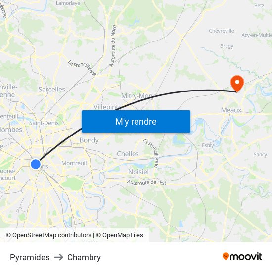 Pyramides to Chambry map