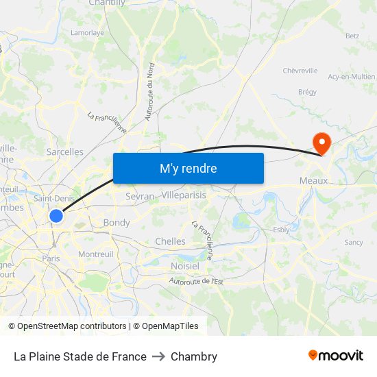 La Plaine Stade de France to Chambry map