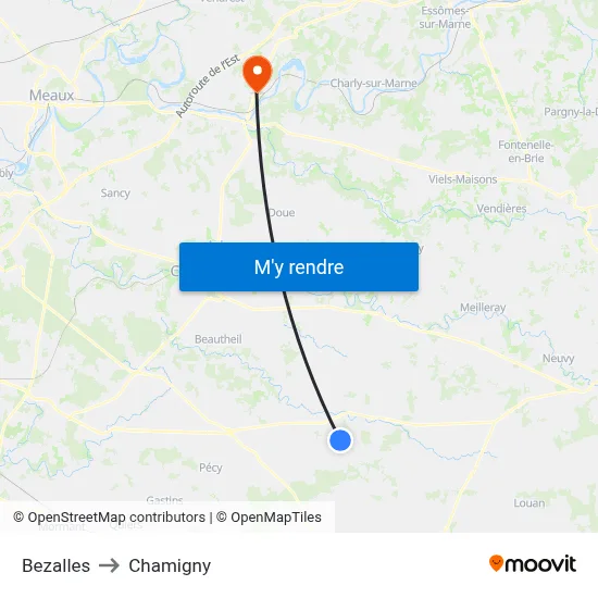 Bezalles to Chamigny map