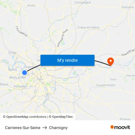 Carrieres-Sur-Seine to Chamigny map