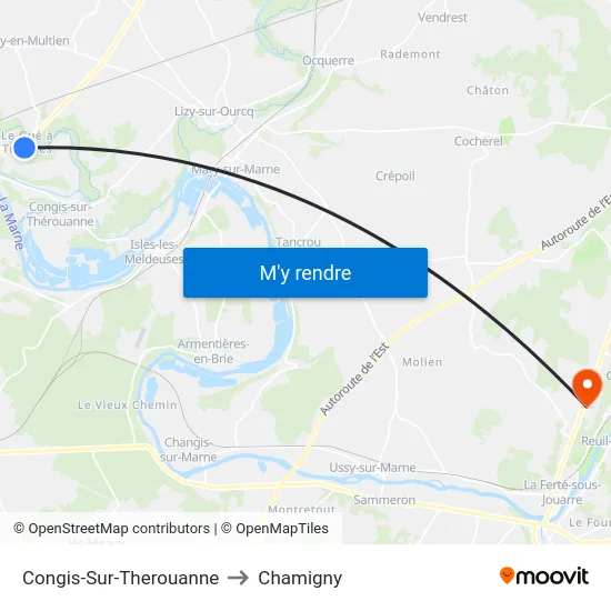 Congis-Sur-Therouanne to Chamigny map