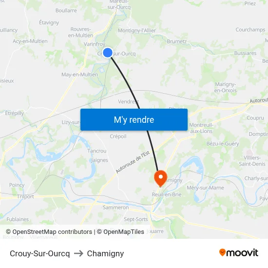 Crouy-Sur-Ourcq to Chamigny map