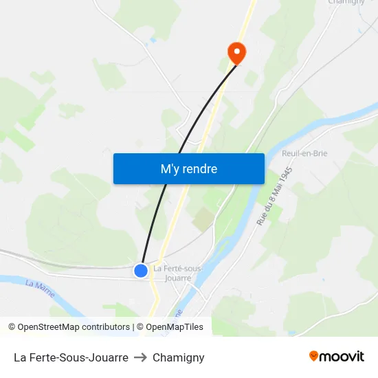 La Ferte-Sous-Jouarre to Chamigny map