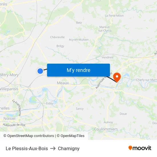 Le Plessis-Aux-Bois to Chamigny map